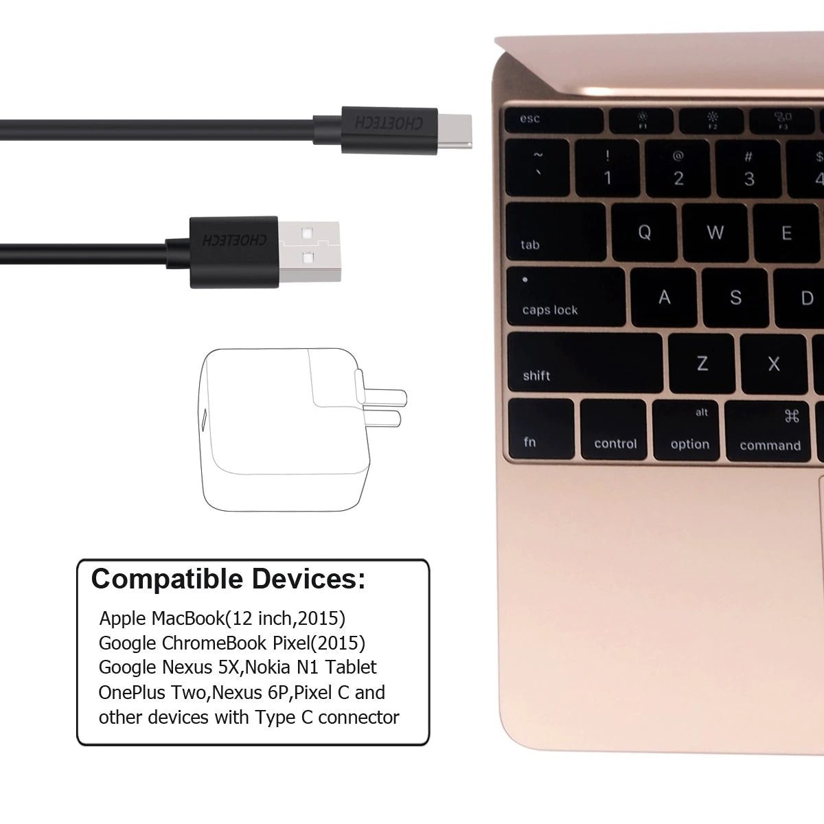 choetech-ac0004-usb-a-to-usb-c-charge-sync-cable-3m-black at www.mallsonline.com.au