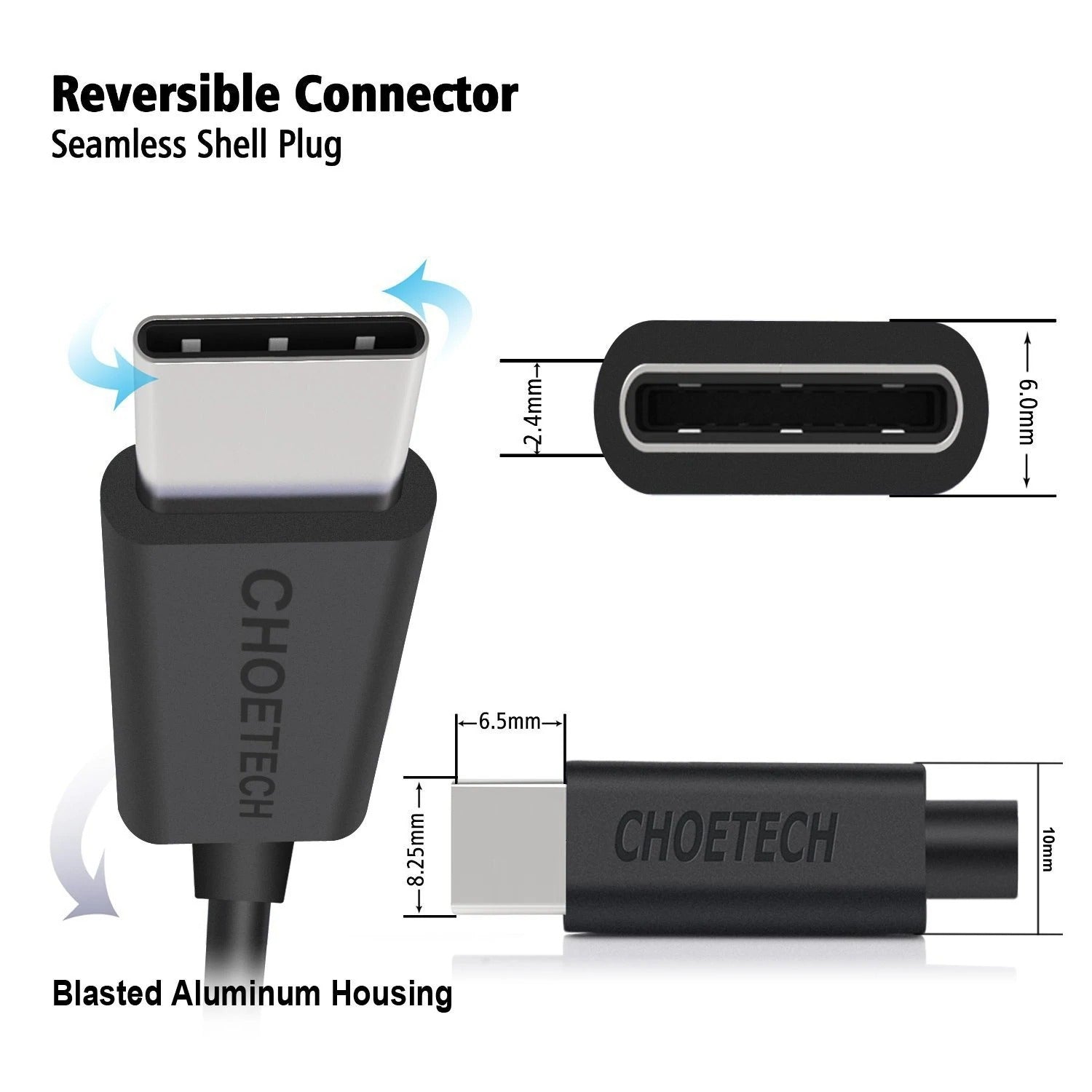 choetech-ac0004-usb-a-to-usb-c-charge-sync-cable-3m-black at www.mallsonline.com.au