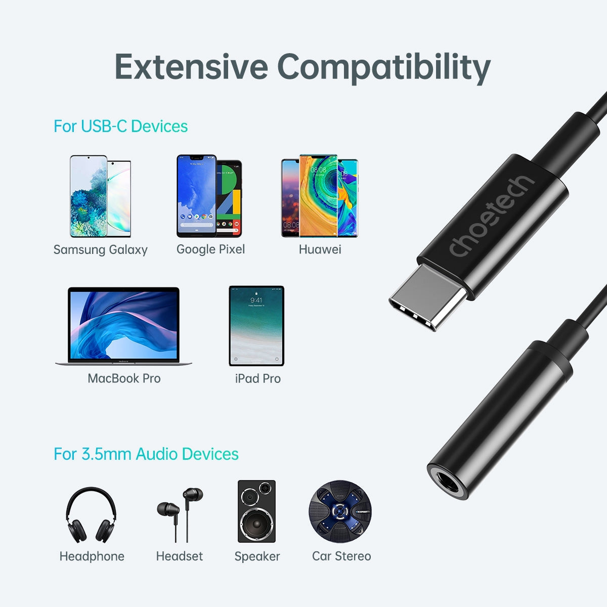 choetech-aux003-usb-c-to-3-5mm-headphone-adapter at www.mallsonline.com.au