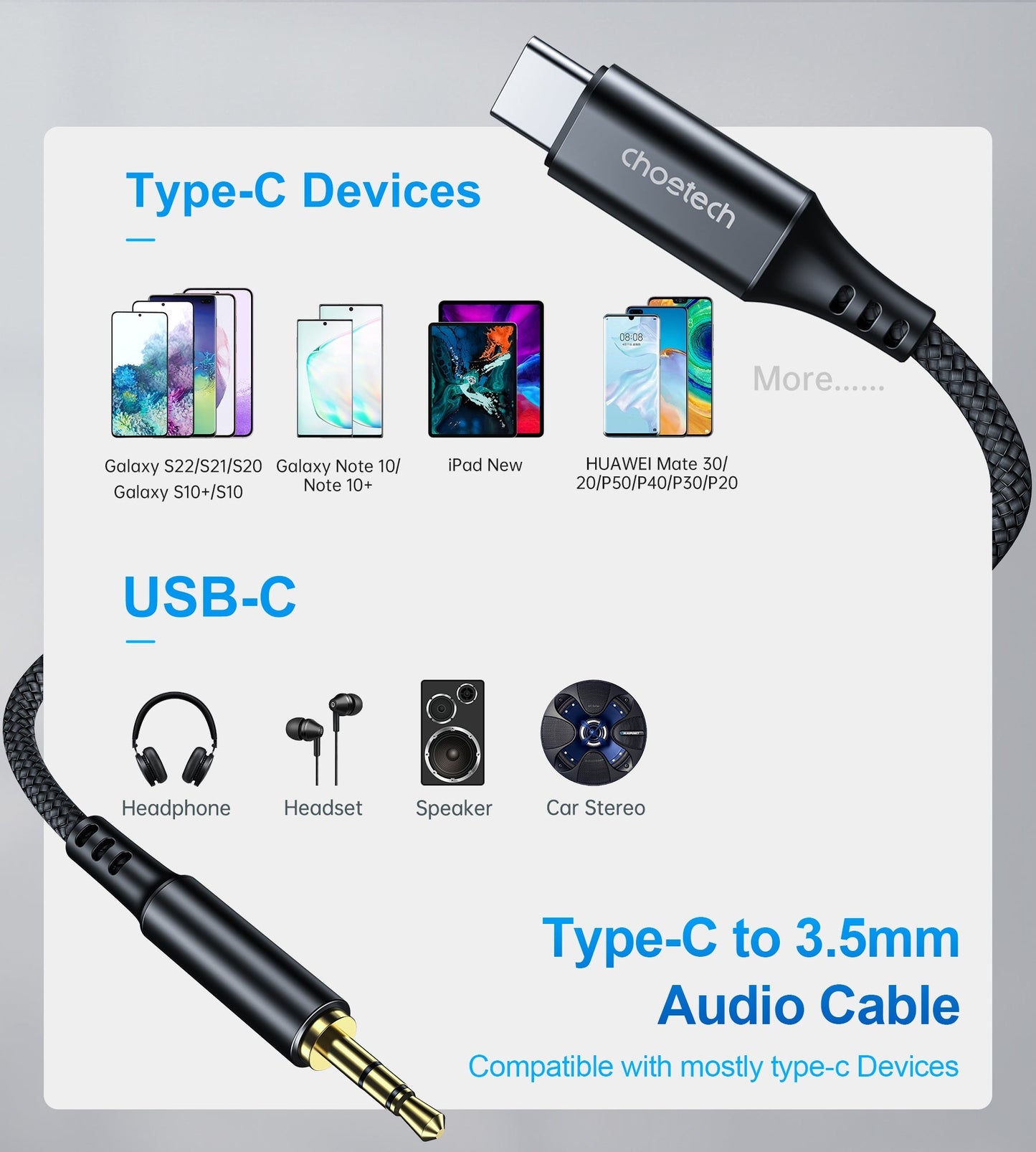 choetech-aux008-type-c-to-3-5mm-audio-cable-2m at www.mallsonline.com.au