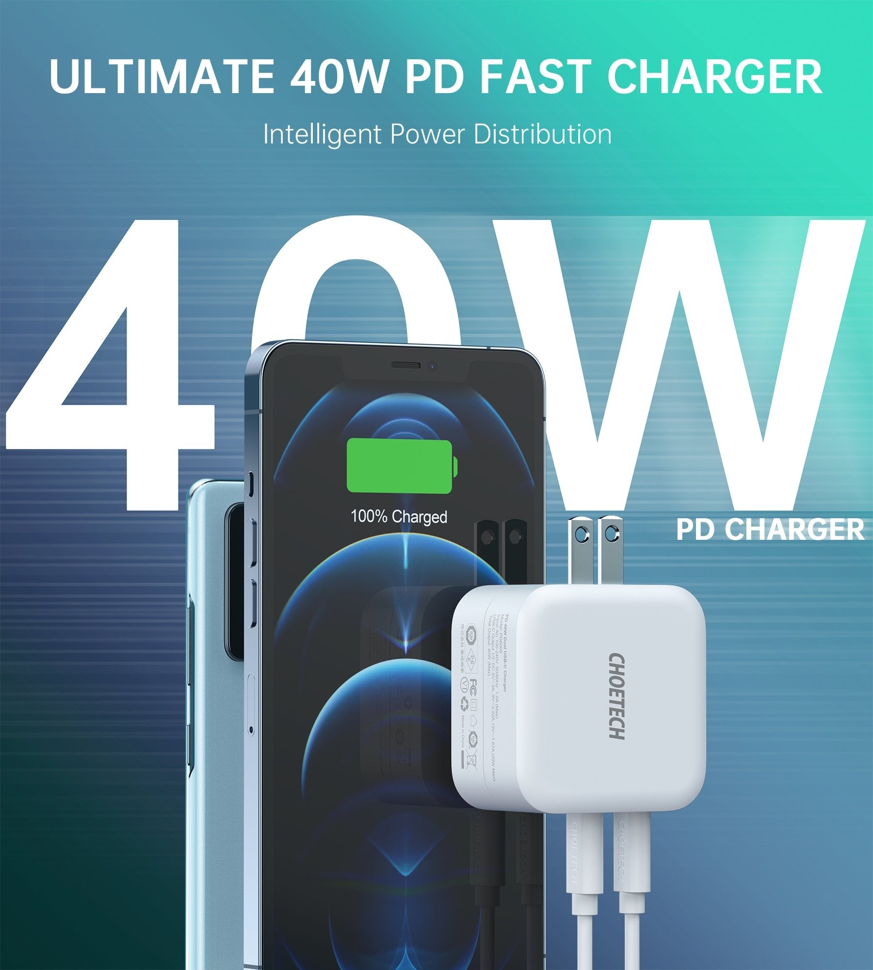 choetech-pd6009-40w-dual-fast-usb-c-charger-2-port-20w-pd-3-0-with-foldable-plug at www.mallsonline.com.au