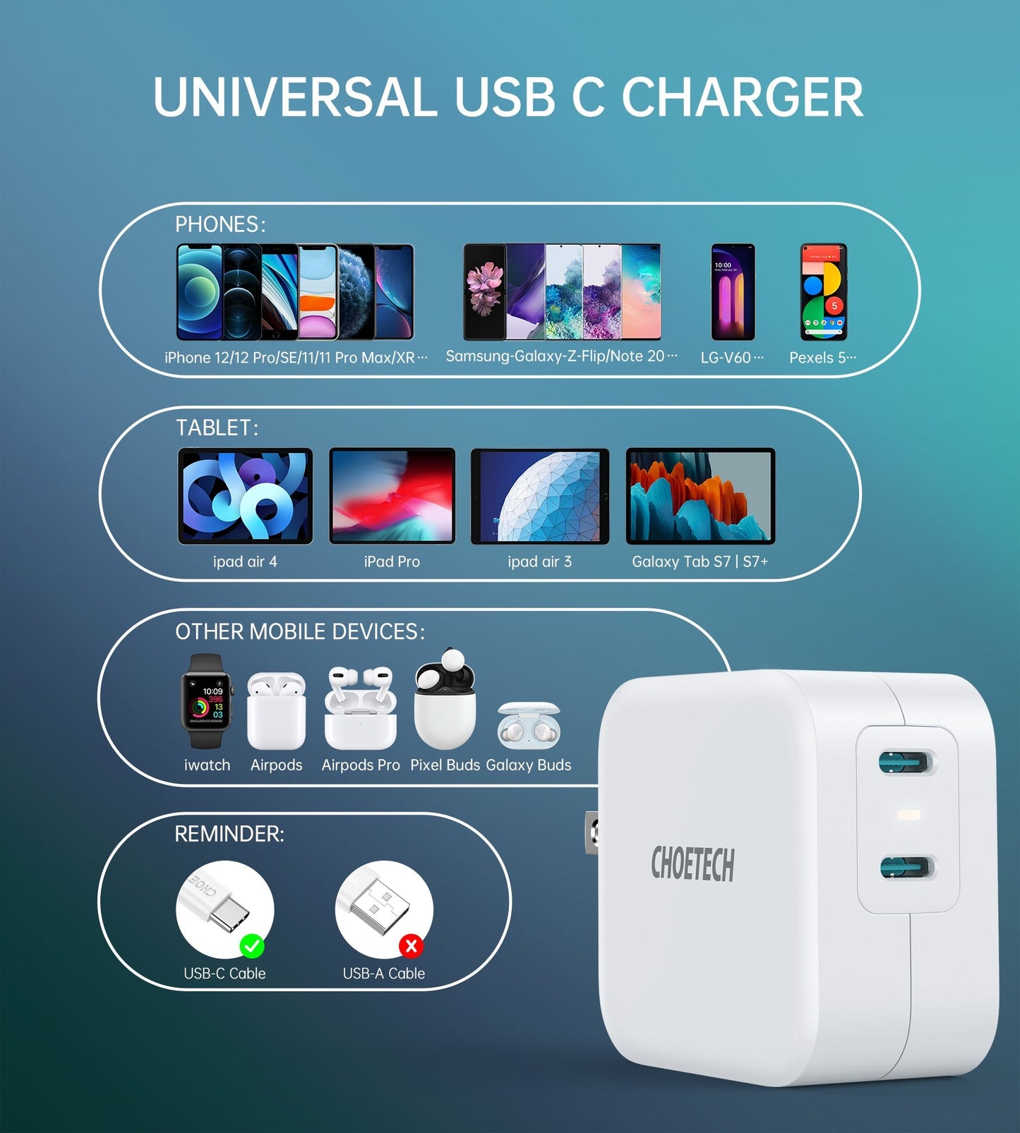 choetech-pd6009-40w-dual-fast-usb-c-charger-2-port-20w-pd-3-0-with-foldable-plug at www.mallsonline.com.au