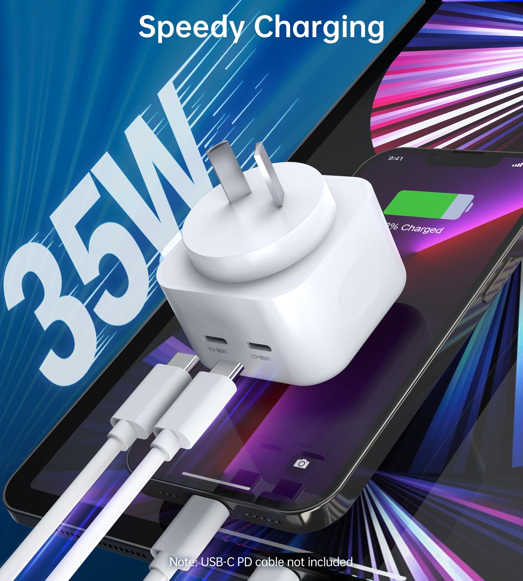 choetech-q5008-pd-35w-dual-usb-c-charger at www.mallsonline.com.au