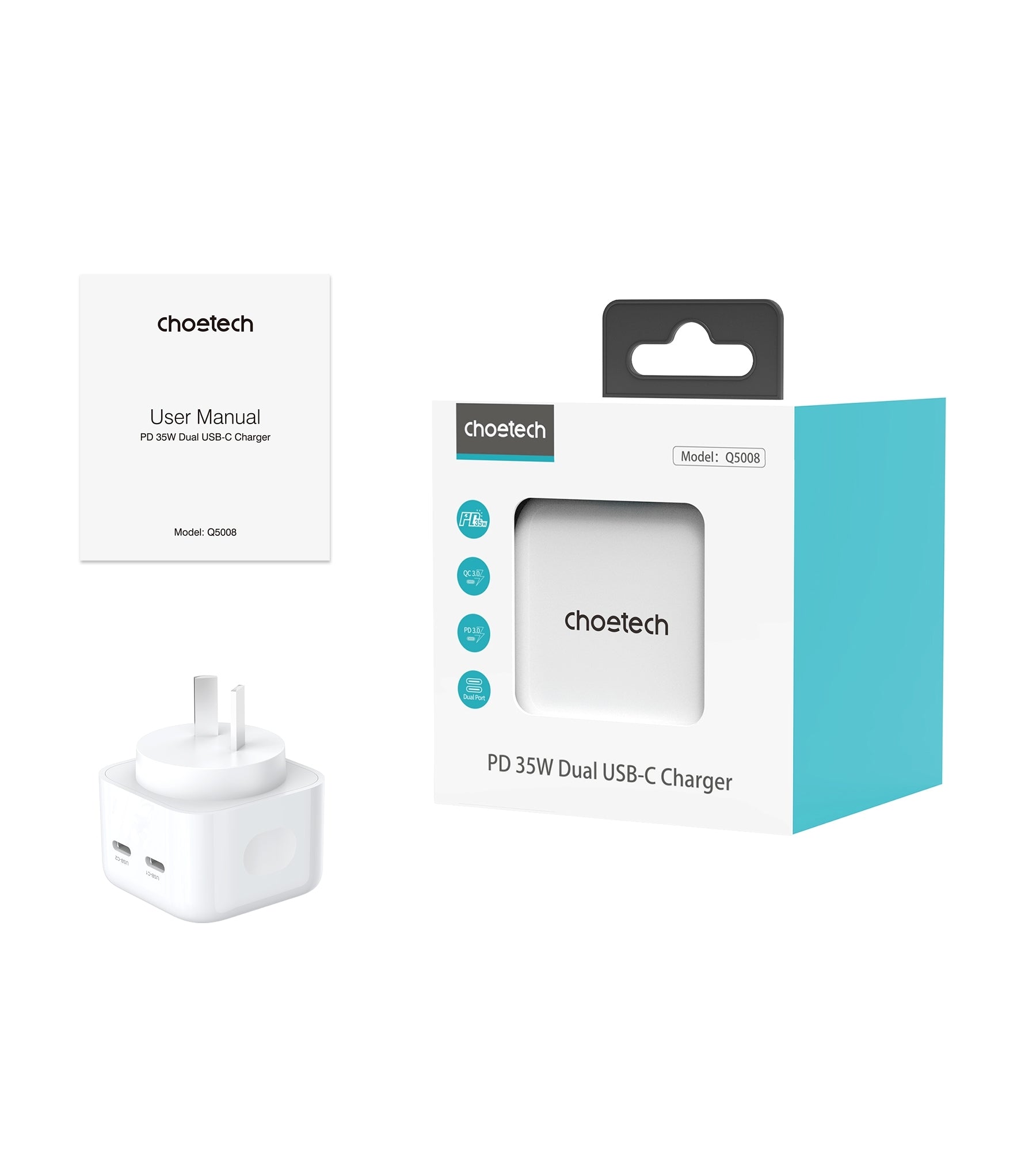 choetech-q5008-pd-35w-dual-usb-c-charger at www.mallsonline.com.au