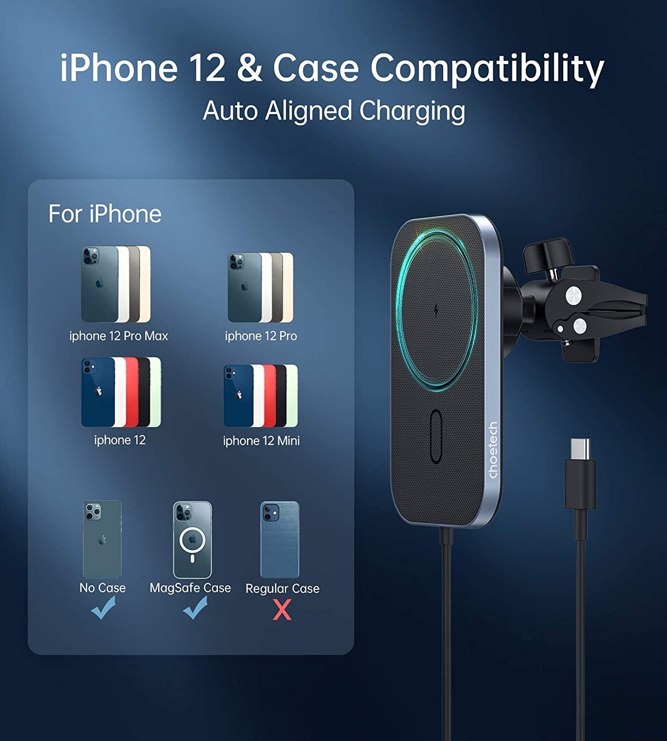 choetech-t200-f-magleap-magnetic-wireless-car-charger-for-iphone-12 at www.mallsonline.com.au