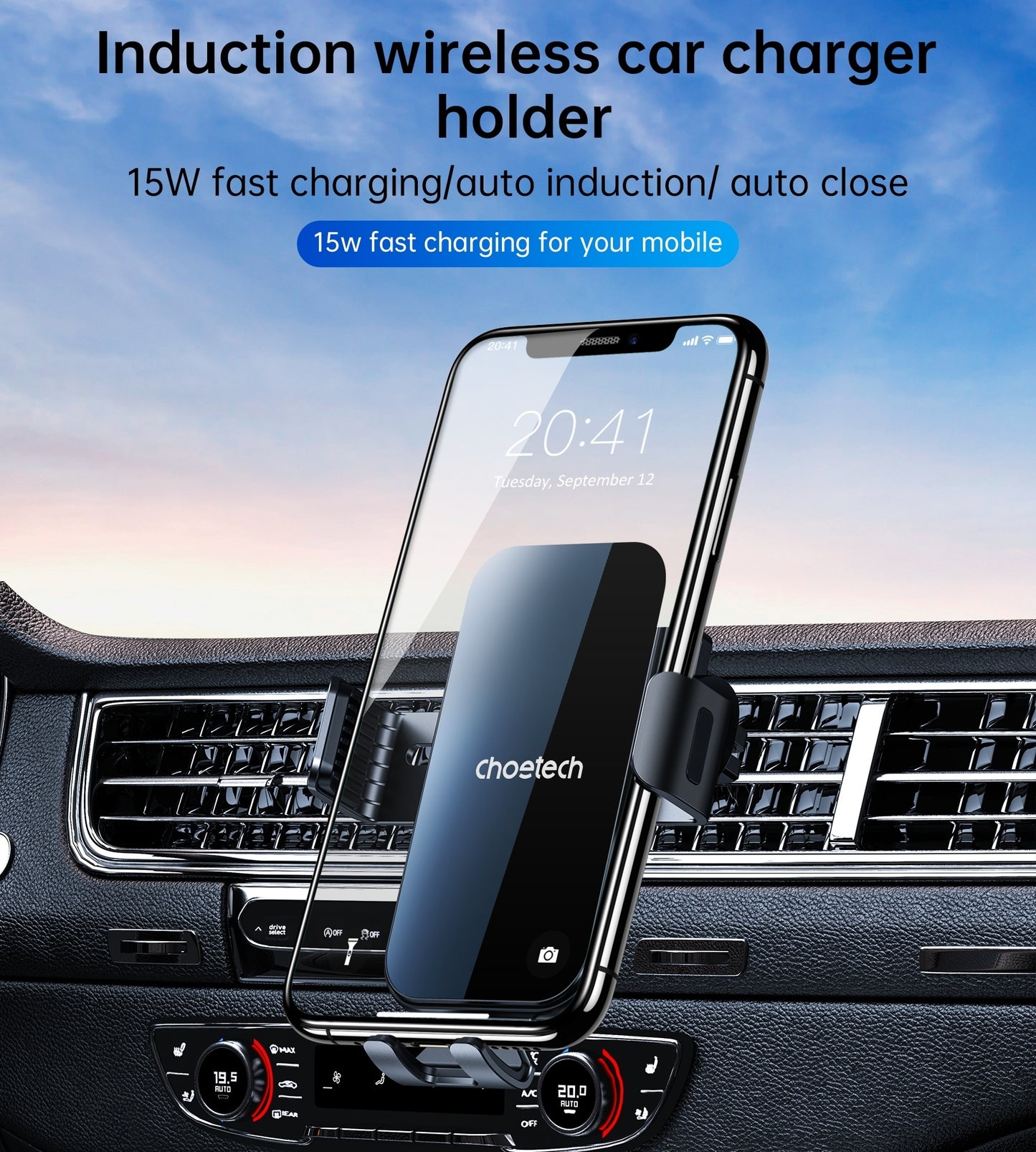 choetech-t202-f-fast-wireless-charging-car-dock at www.mallsonline.com.au