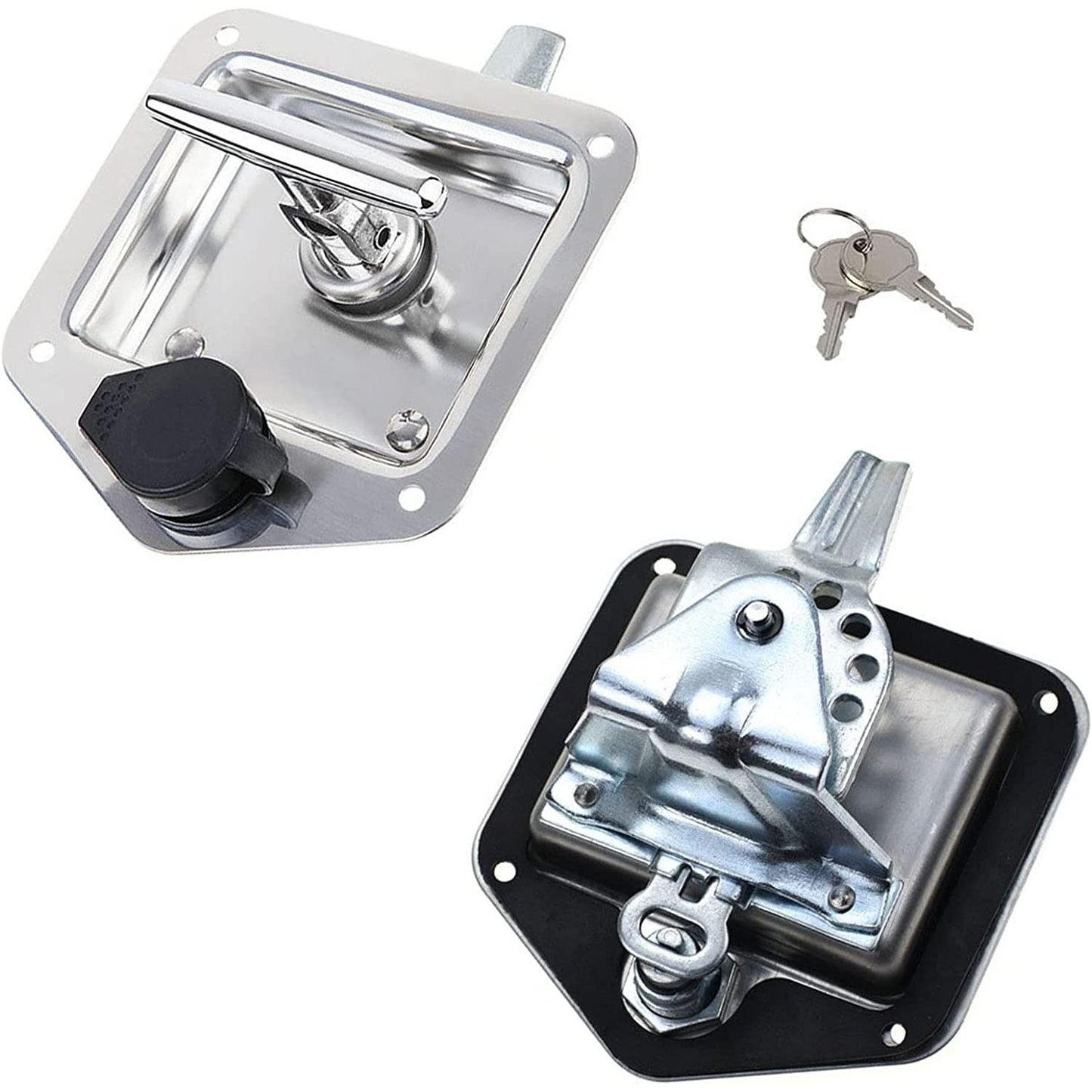 Trailer Door Latch Rv Door Tool Box Lock Gasket T-Handle with Keys 304 Stainless Steel