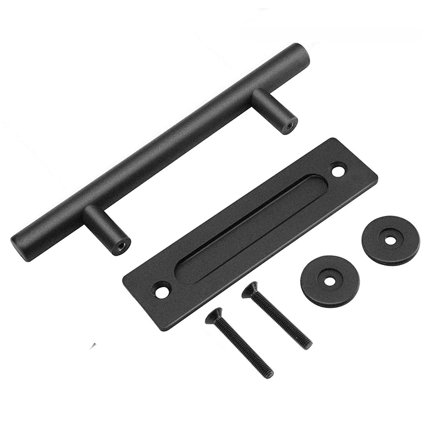 30cm-pull-and-flush-barn-door-handle-square-handles-set-of-frosted-black-surface-round at www.mallsonline.com.au