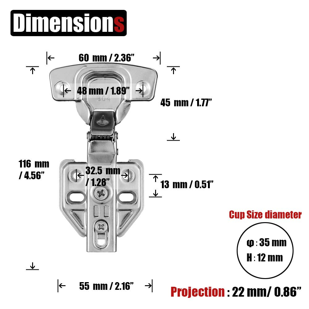 8-pack-304-stainless-steel-cabinet-hinges-100-degree-soft-closing-half-overlay-door-hinge-nickel-plated-finish at www.mallsonline.com.au