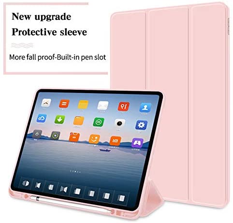 iPad Pro 11 Inch 2020 Soft Smart Premium Case Auto Sleep Wake Stand Cover Pencil holder Pink