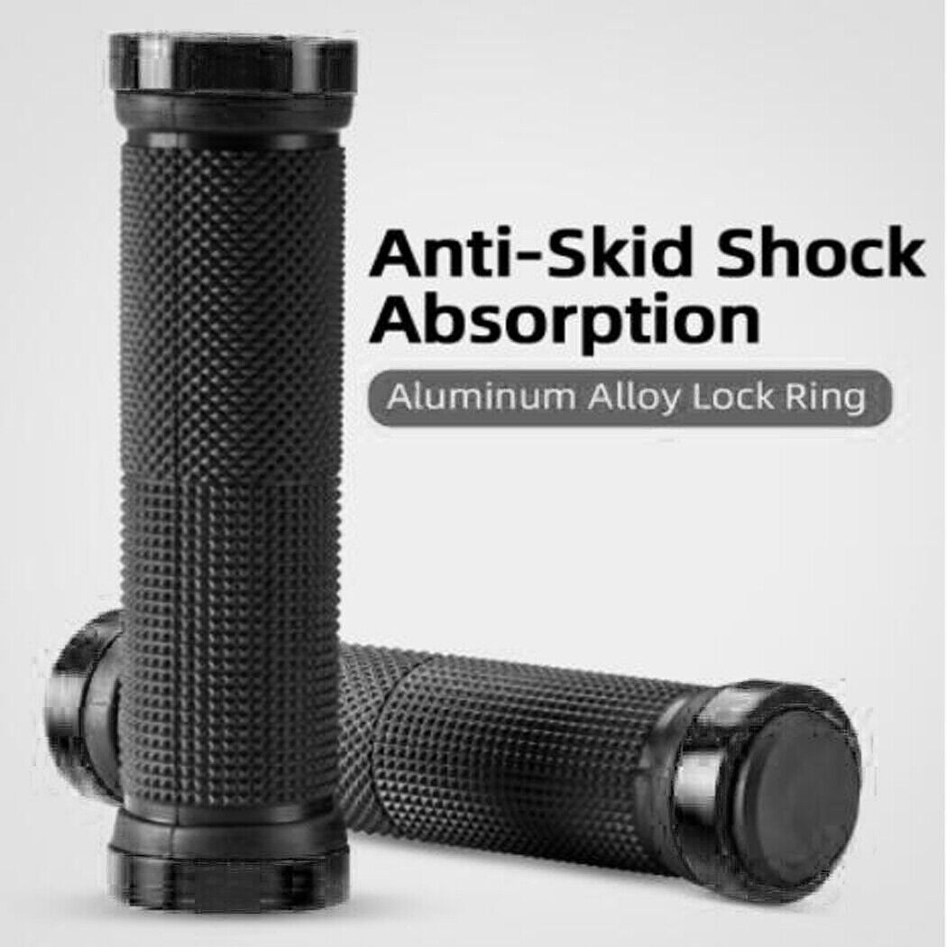 Bike Handlebar Grips MTB Mountain BMX Bike Bicycle Soft BLACK Fixed Double Lock Screw Tight Grips - Easy Fit - Rockbros