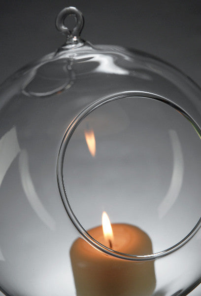 4 x Hanging Clear Glass Ball Tealight Candle Holder - 8cm Diameter