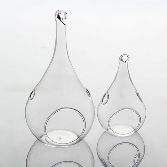 4 Pack of Hanging Clear Glass Tealight Candle Holder Tear Drop