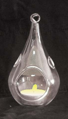 4 Pack of Hanging Clear Glass Tealight Candle Holder Tear Drop