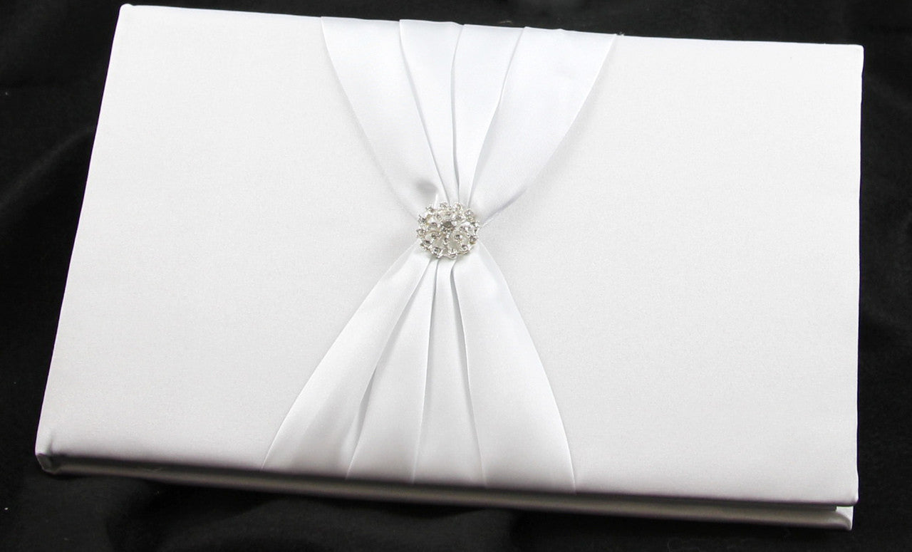 white-wedding-guest-book-register-with-silver-pen-matching-stand-set-36-lined-pages-white-sach-diamante-cover www.mallsonline.com.au