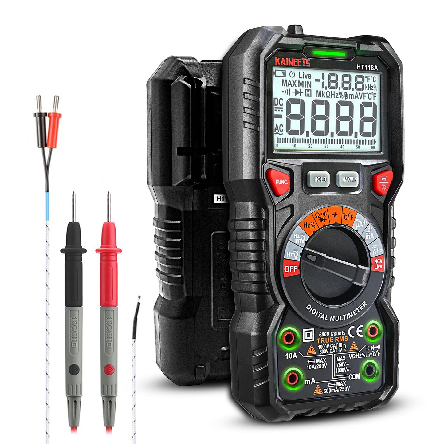 kaiweets-digital-multimeter-trms-6000-counts-voltmeter-auto-ranging-fast-accurately-measures-voltage-current-amp-resistance-diodes-continuity-duty-cycle-capacitance-temperature-for-automotive www.mallsonline.com.au