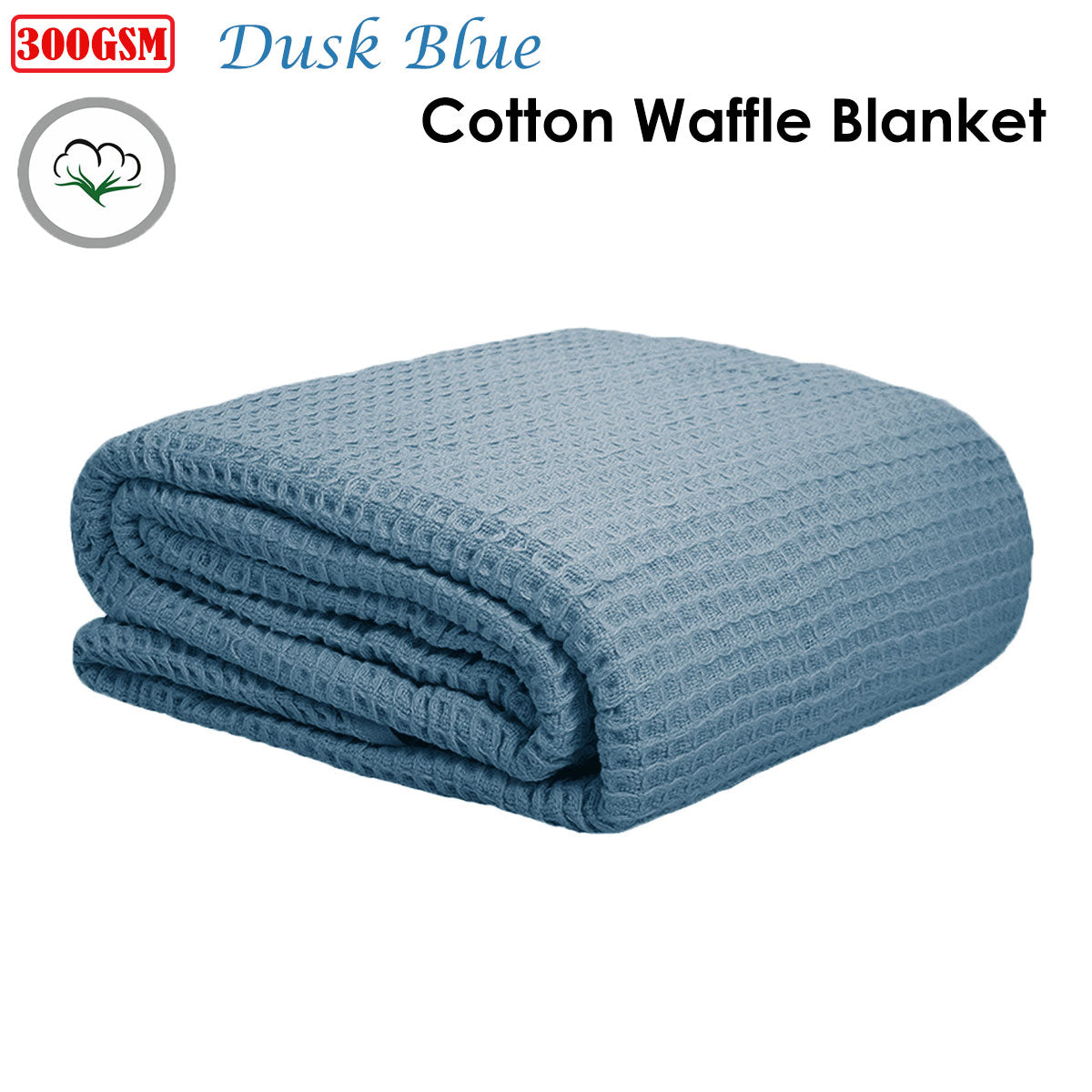 Cotton Waffle Blanket Dusk Blue Single