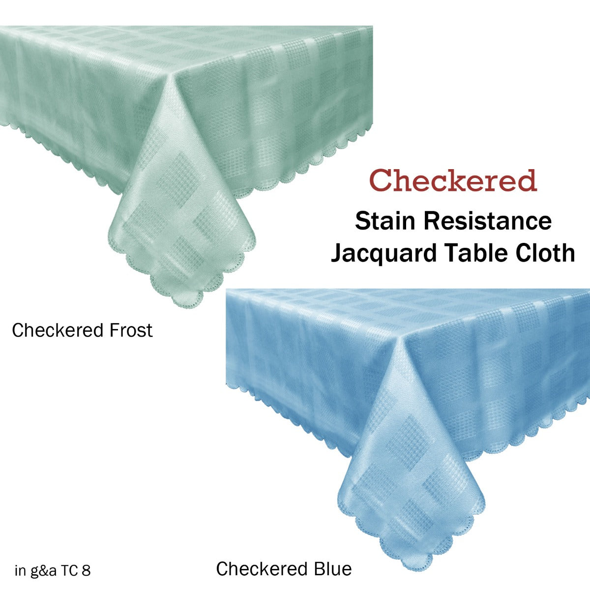 Jacquard Table Cloth Checkered Blue 180 cm Round