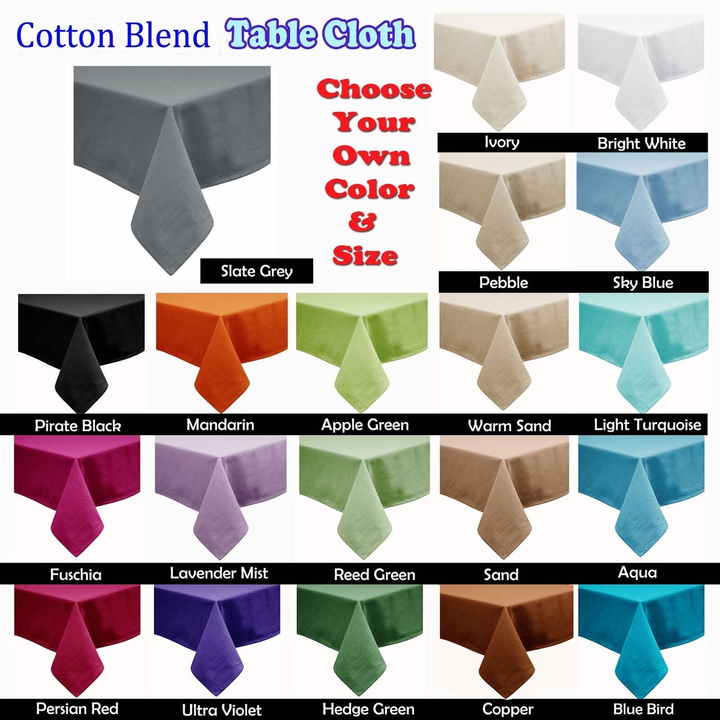 Hoydu Cotton Blend Table Cloth 180cm Round - BRIGHT WHITE
