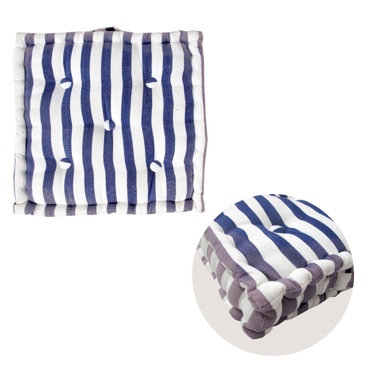 IDC Homewares Gradient Blue Stripes Box Cushion 40 x 40 x 10 cm