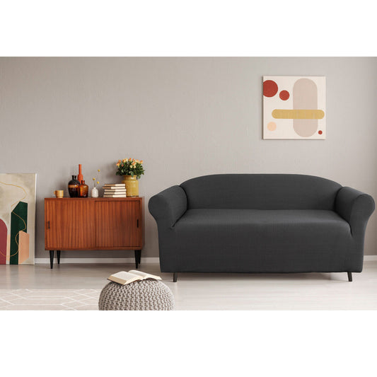 Elan Cambridge Extra-stretch Couch Cover Steel Two-Seater Steel