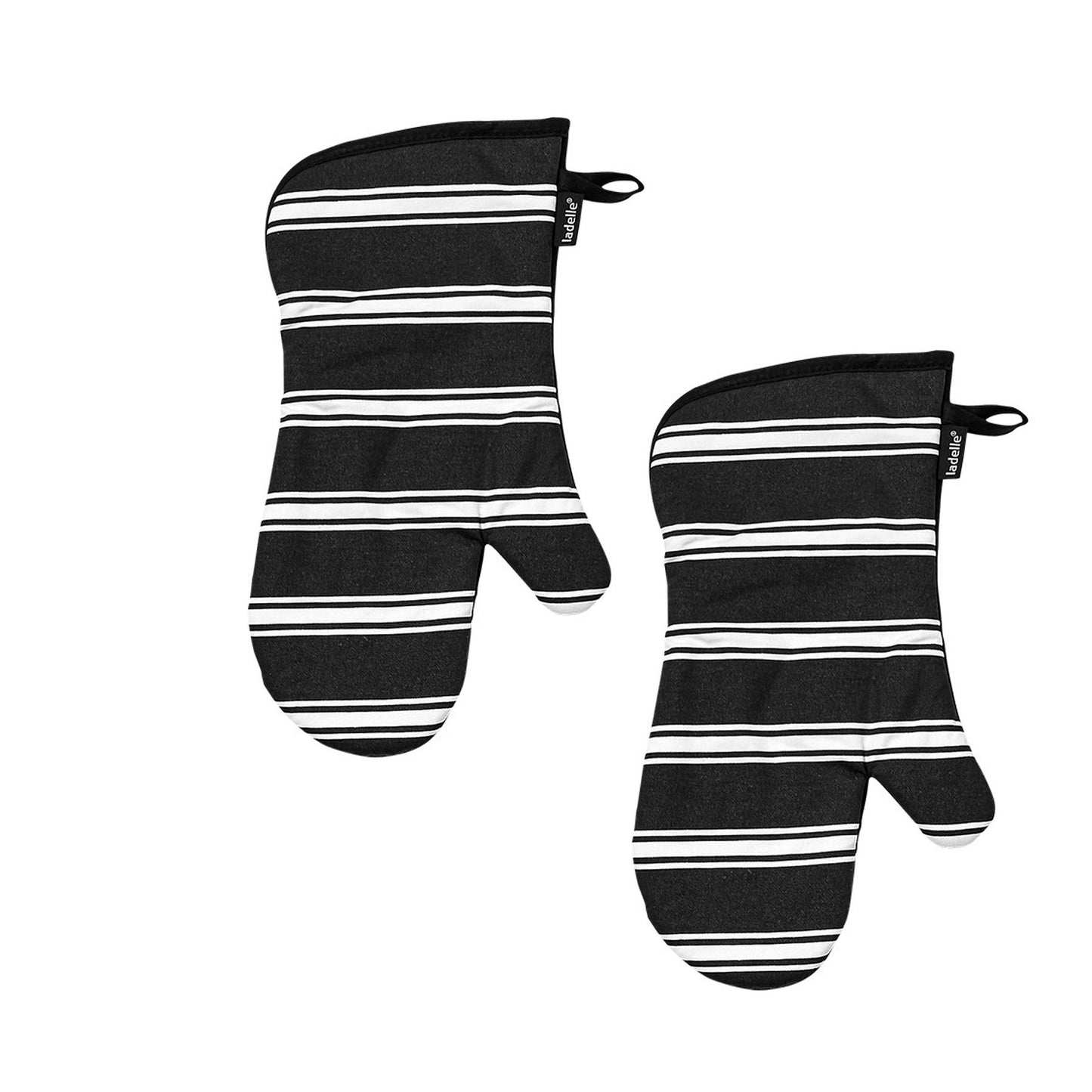 Ladelle Set of 2 Butcher Stripe Black Oven Mitt