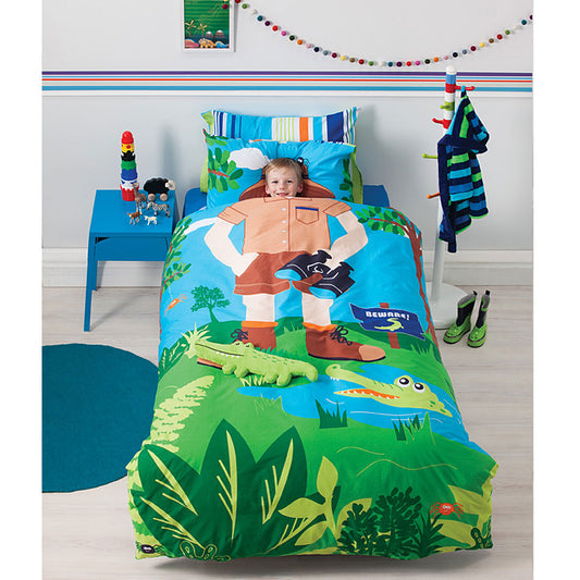 Cubby House Reversible Croc Hunter Quilt Cover Set Single