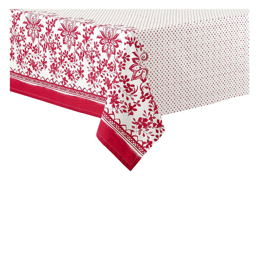 Ladelle Watercolour Floral Tablecloth 8-to-10-Seater Oblong 150 x 265 cm Red