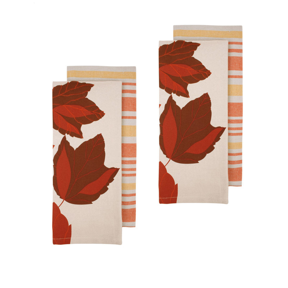 Ladelle Harvest Time Set of 4 Cotton Kitchen Towels Red