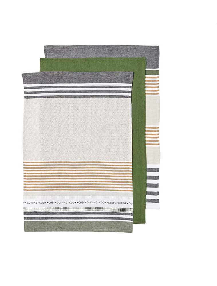 Ladelle Intrinsic Set of 6 Cotton Kitchen Towels Green
