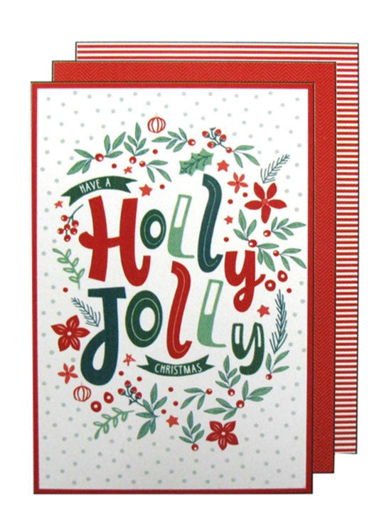 Ladelle Joyful Jolly Christmas Set of 6 Cotton Kitchen Towels Red